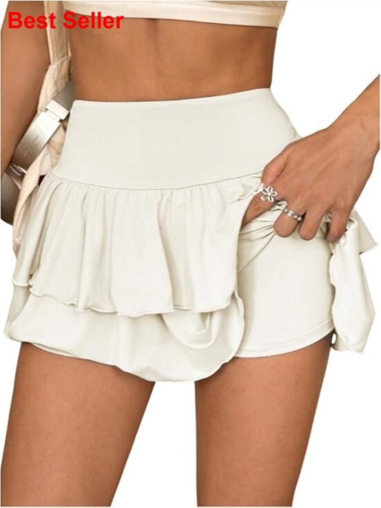 Dresses & Skirts - Y2k Layered Ruffle Skinny Skorts High Waisted A Line Mini Skirt with Built in